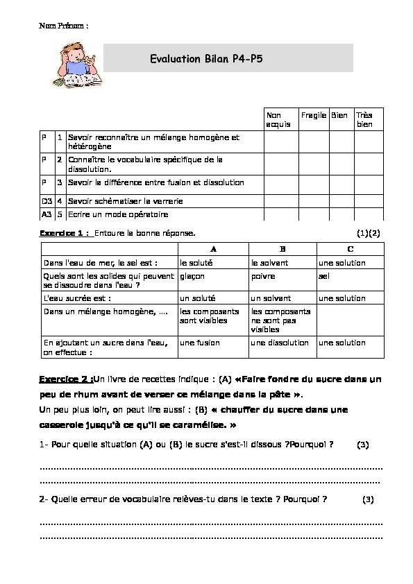 Evaluation Bilan P4-P5 - Académie de Limoges