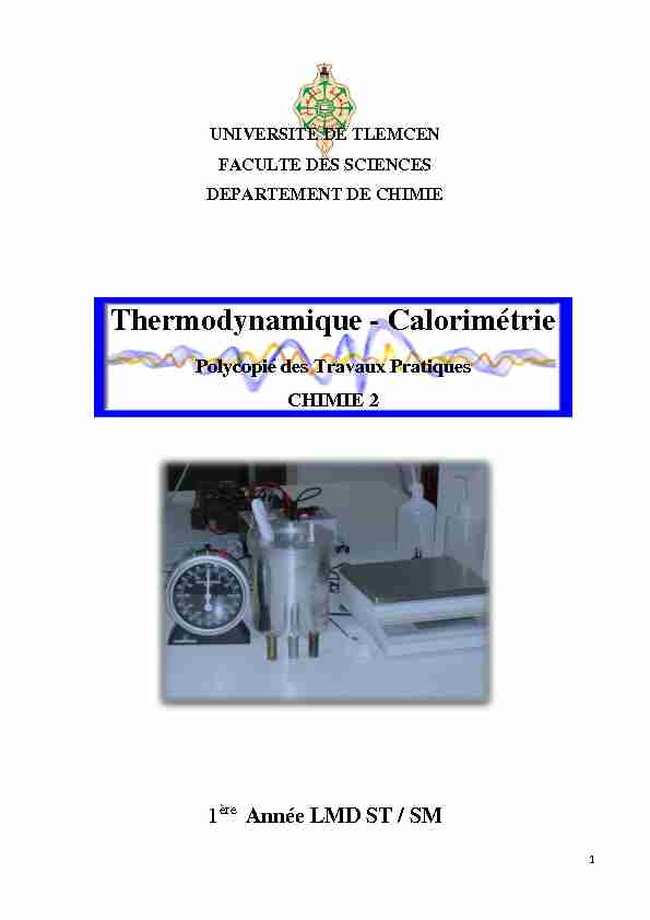 Thermodynamique - Calorimétrie