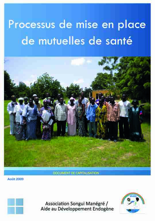 [PDF] Processus mise en place mutuelles - ONG ASMADE