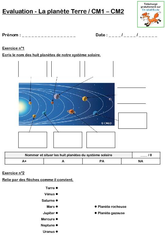 [PDF] Evaluation - La planète Terre / CM1 – CM2