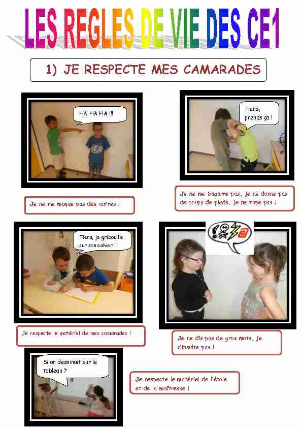 [PDF] 1) JE RESPECTE MES CAMARADES - Ecole publique Les