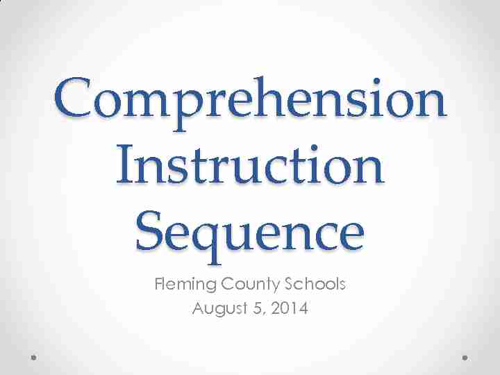 [PDF] Comprehension Instruction Sequence - Fleming County Schools