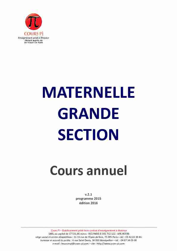 MATERNELLE GRANDE SECTION - Cours Pi