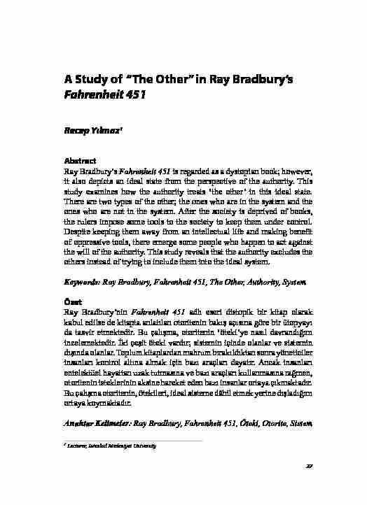 A Study of “The Other” in Ray Bradburys Fahrenheit 451