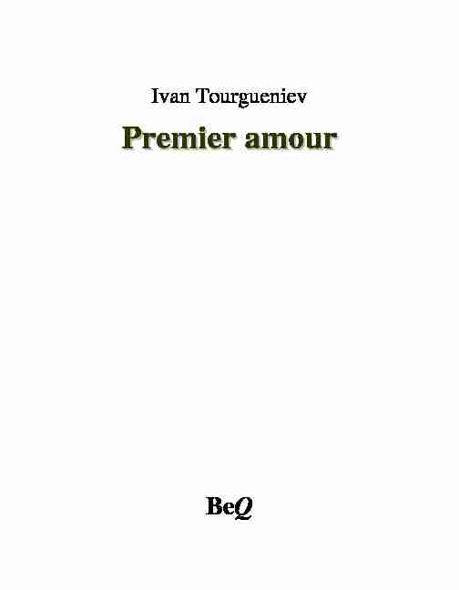 Ivan Tourgueniev Premier amour - Ebooks gratuits