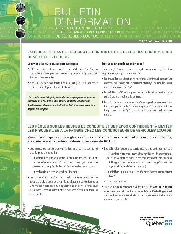 Bulletin dinformation - Société de lassurance automobile