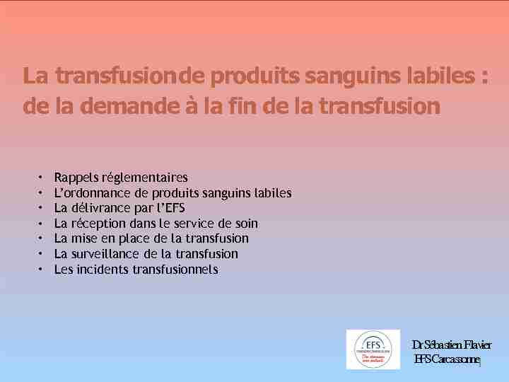 Introduction à la transfusion sanguine
