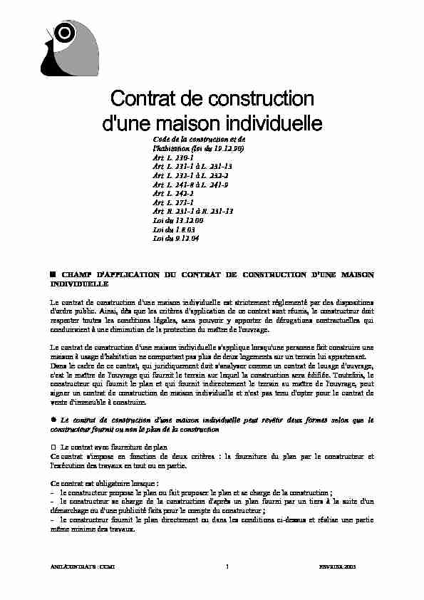 [PDF] Contrat de construction dune maison individuelle - Capeb