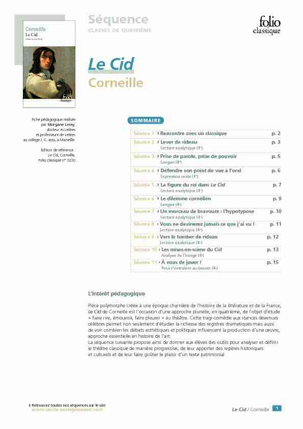 [PDF] Le Cid - Cercle Gallimard de lenseignement