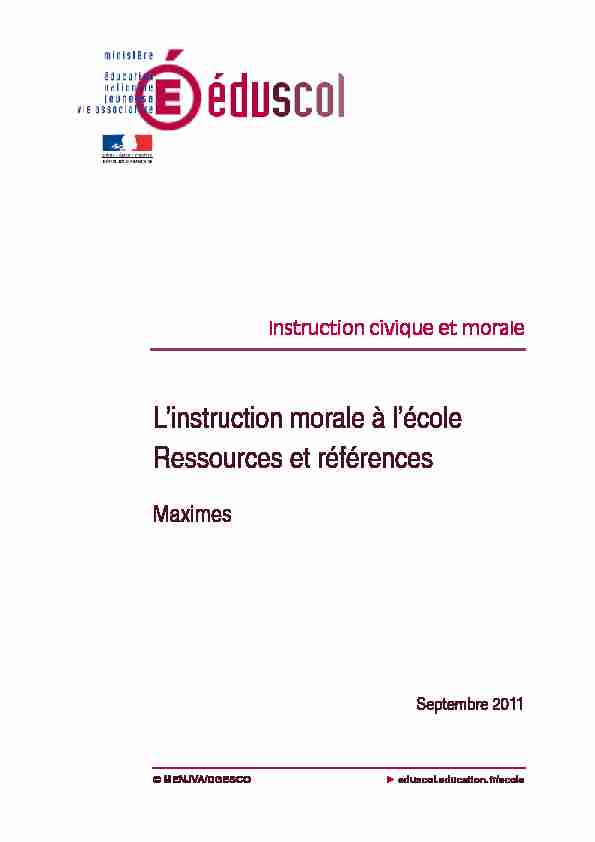 Instruction morale - Maximes