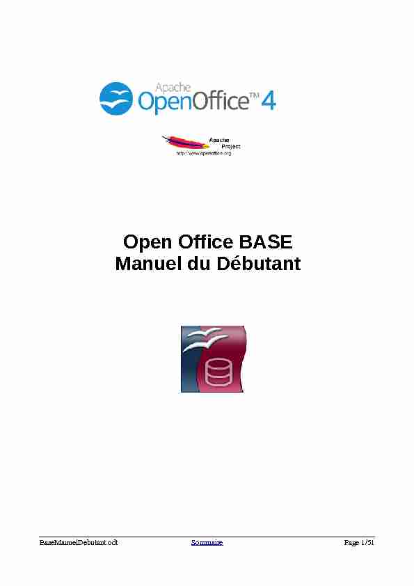 [PDF] Open Office BASE Manuel du Débutant - Apache OpenOffice Wiki