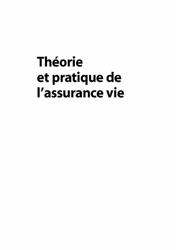 [PDF] Théorie et pratique de lassurance vie - Dunod