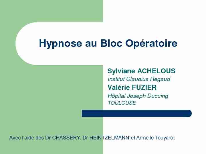 Hypnose au Bloc Opératoire - sofiamedicalistesfr