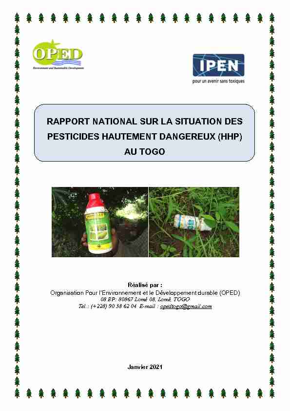 rapport national sur la situation des pesticides hautement
