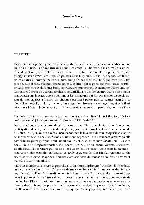 [PDF] Romain Gary La promesse de laube
