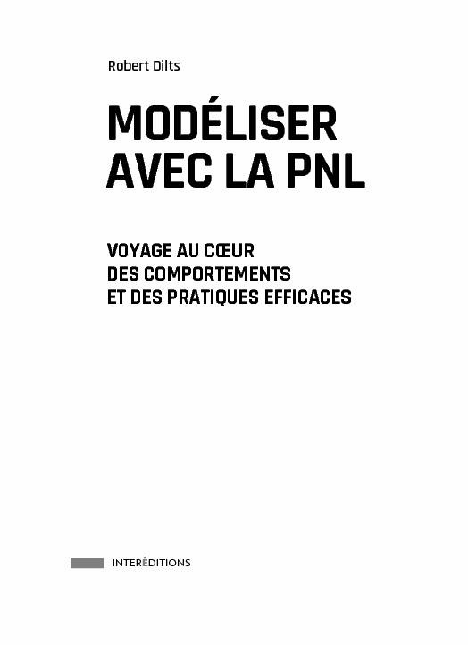 [PDF] MODÉLISER AVEC LA PNL - Dunod
