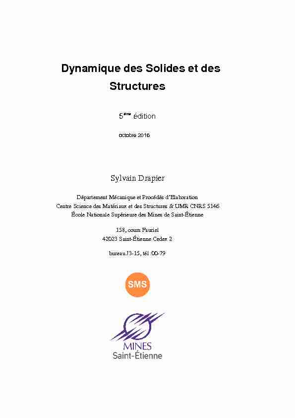 [PDF] Dynamique des Solides et des Structures - Mines Saint-Etienne