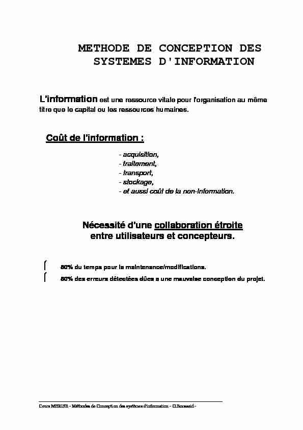 [PDF] METHODE DE CONCEPTION DES SYSTEMES DINFORMATION