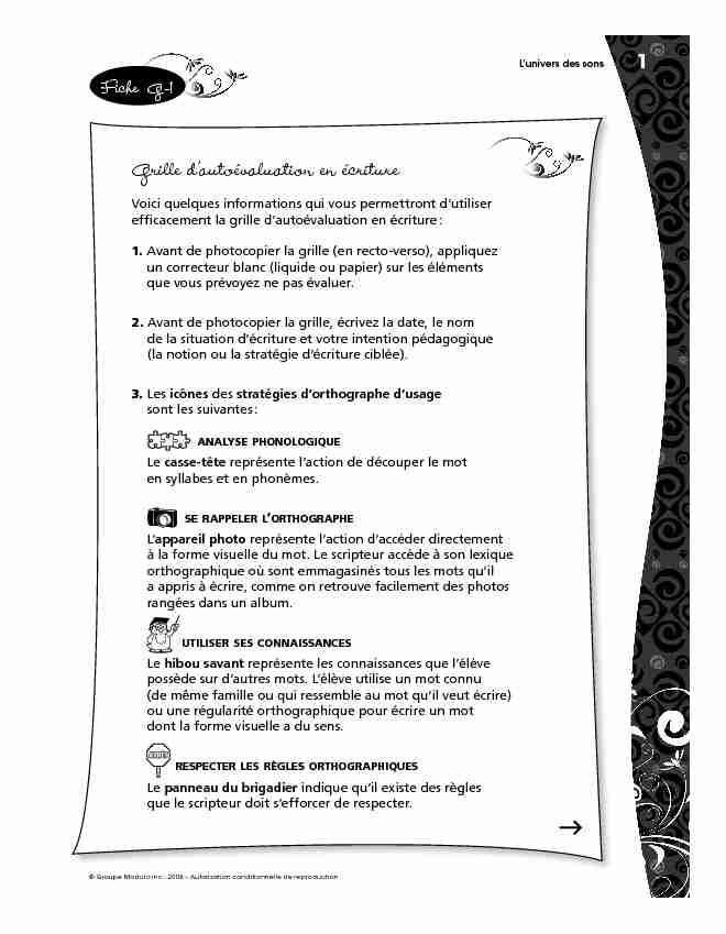 [PDF] Grille dautoévaluation en écriture - Modulo