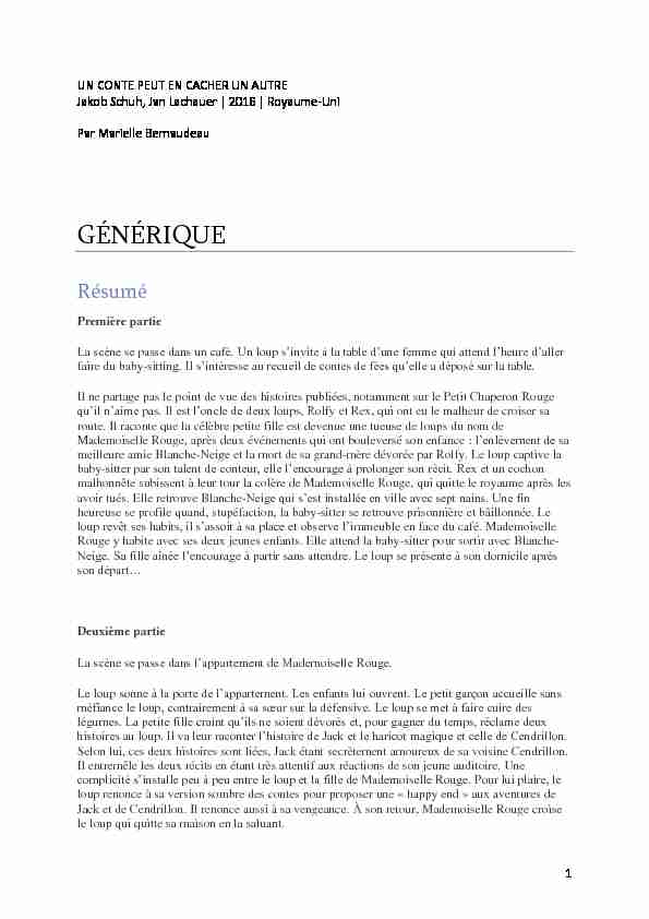 [PDF] GÉNÉRIQUE