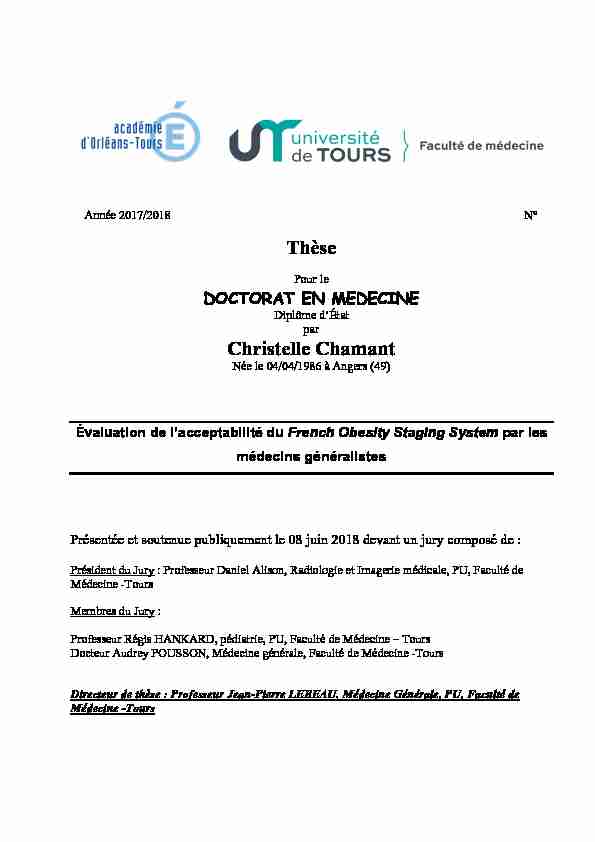 [PDF] Thèse Christelle Chamant - Université de Tours