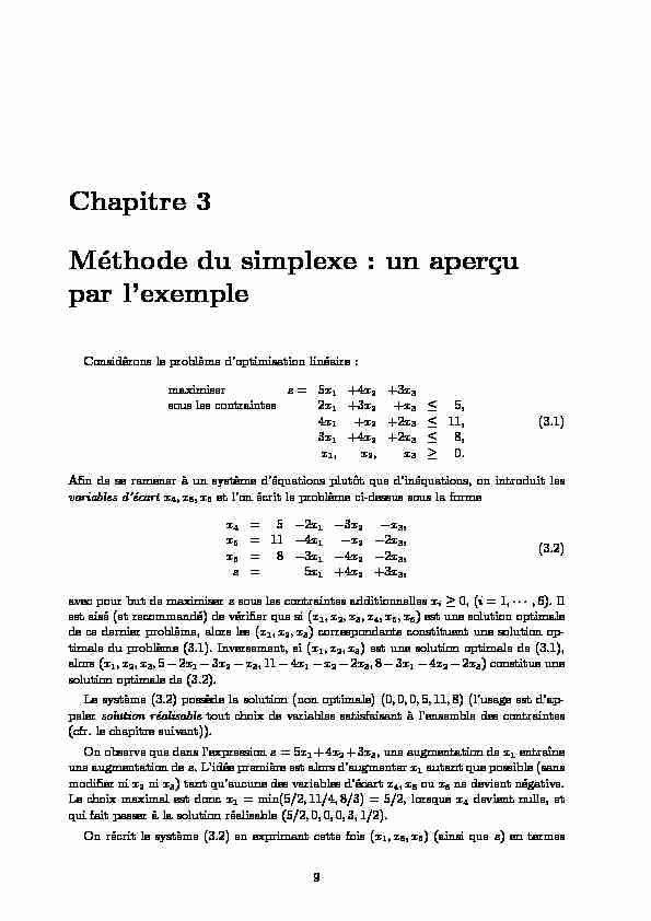 [PDF] Chapitre 3 Méthode du simplexe : un aperçu par lexemple