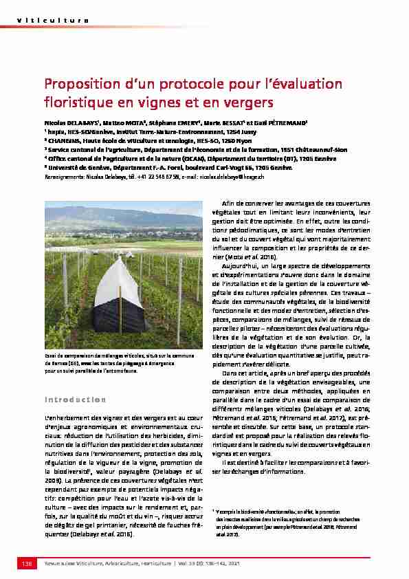 Proposition dun protocole pour lévaluation floristique en vignes et