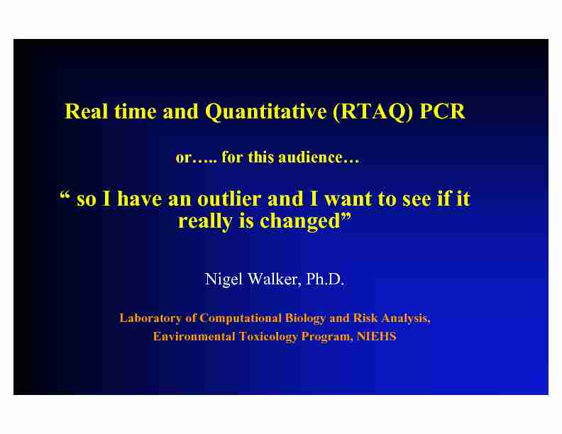 Real time and Quantitative RT-PCR - Gene Quantification