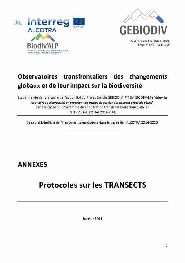 Protocoles sur les TRANSECTS