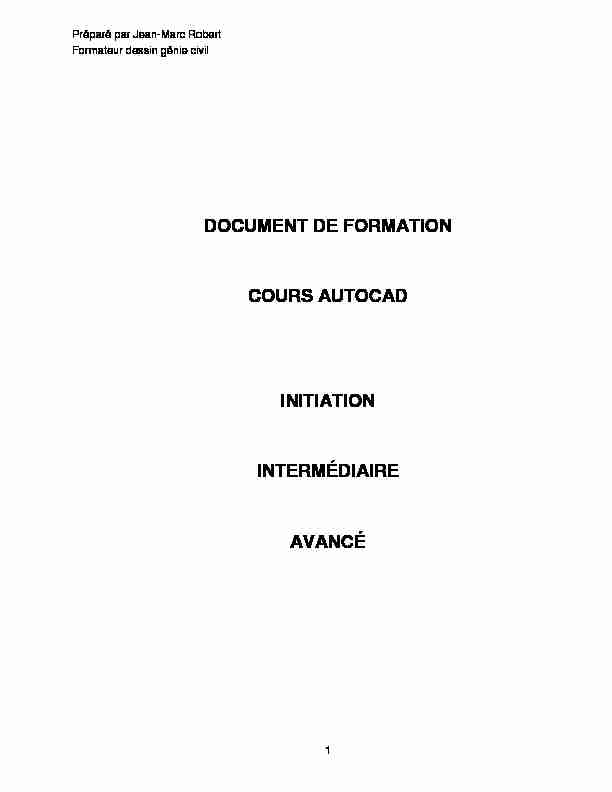 DOCUMENT DE FORMATION COURS AUTOCAD INITIATION