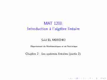 MAT 1200: Introduction à lalgèbre linéaire