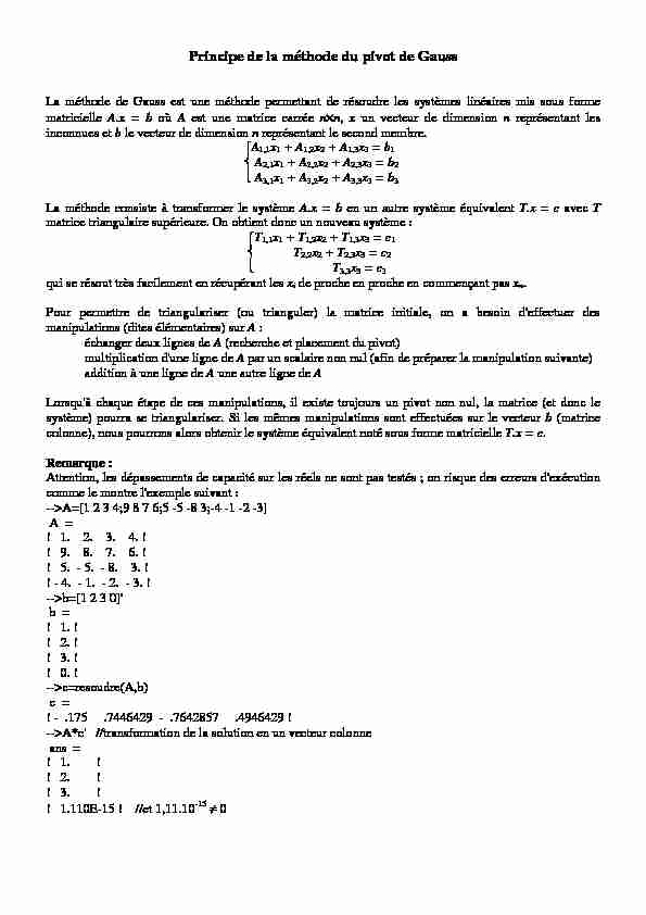 [PDF] Principe de la méthode du pivot de Gauss