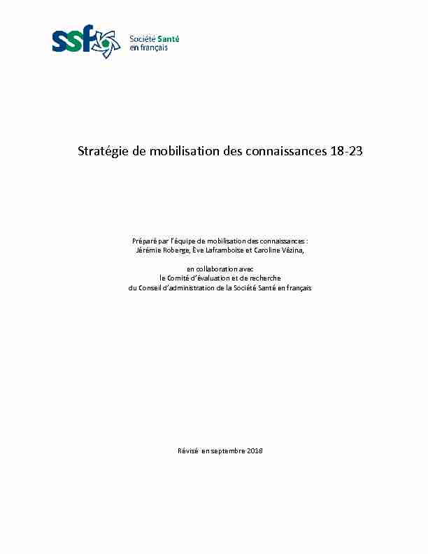[PDF] Stratégie de mobilisation des connaissances 18-23