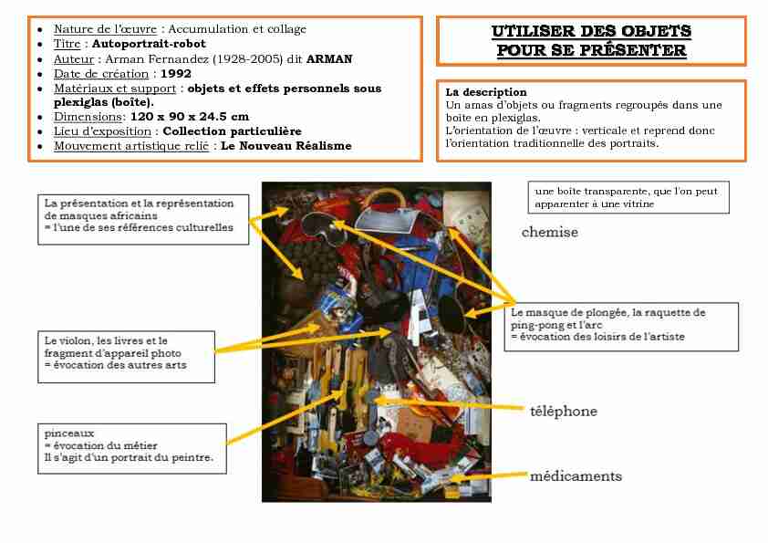 [PDF] UTILISER DES OBJETS POUR SE PRÉSENTER - Histoire Des Arts