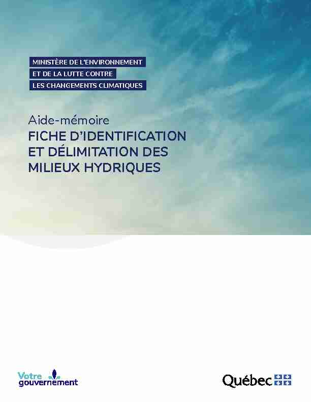 Aide-mémoire - FICHE DIDENTIFICATION ET DÉLIMITATION DES