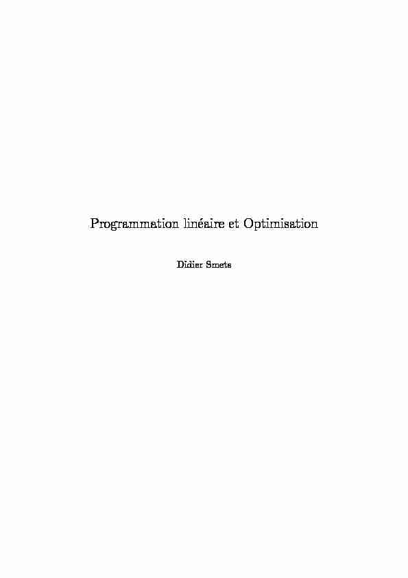 Programmation linéaire et Optimisation
