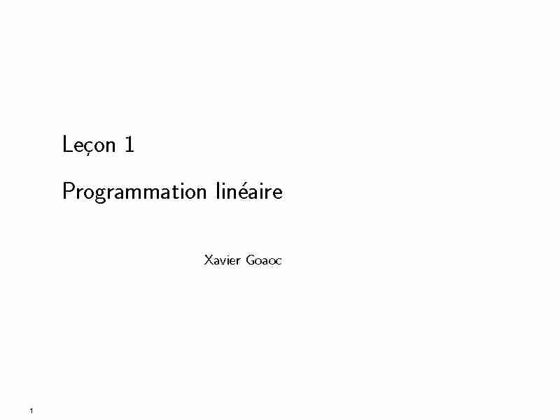 Leçon 1 Programmation linéaire