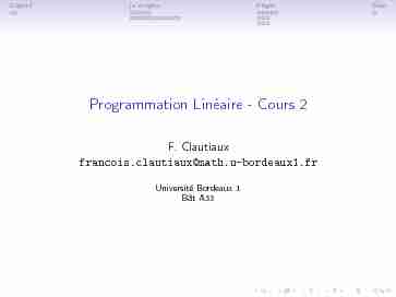 Programmation Linéaire - Cours 2