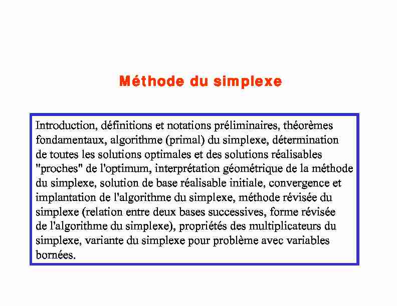 Méthode du simplexe - Université Laval