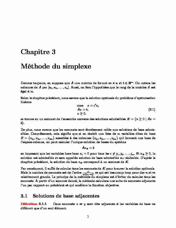Chapitre 3 Méthode du simplexe - Université Laval