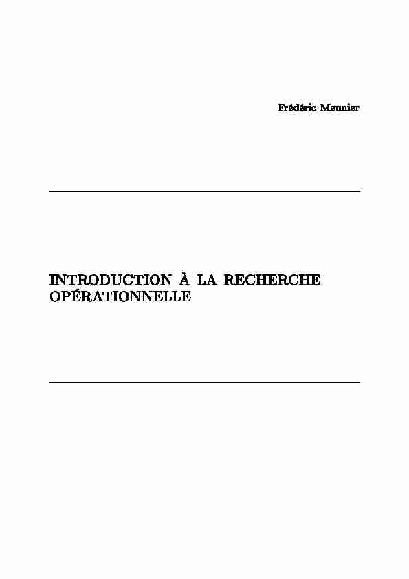 [PDF] INTRODUCTION À LA RECHERCHE OPÉRATIONNELLE - Educnet