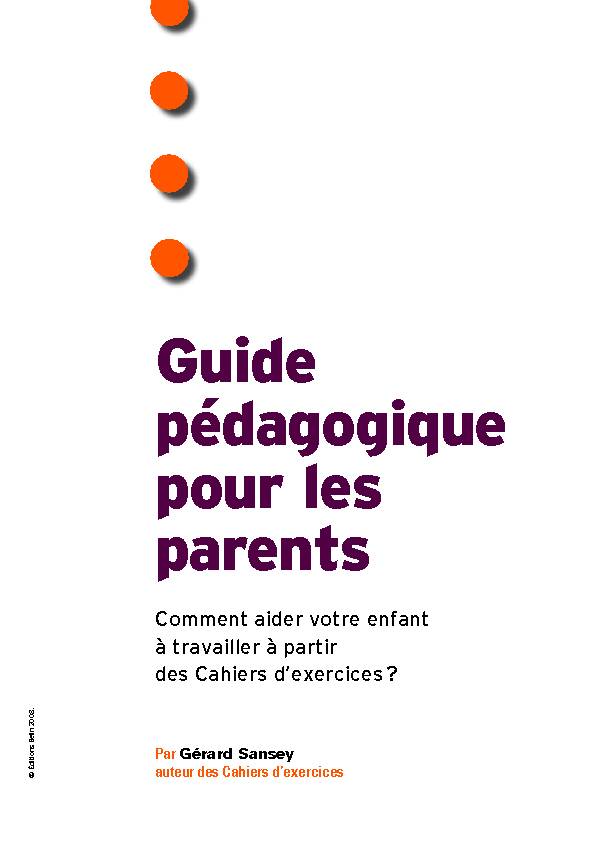 [PDF] Guide pédagogique pour les parents - Lire-ecrire
