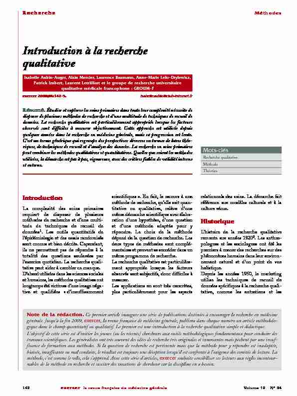 [PDF] Introduction à la recherche qualitative