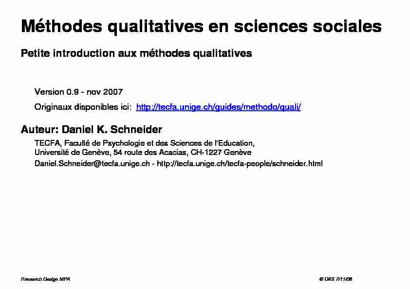 [PDF] Méthodes qualitatives en sciences sociales - TECFA - Université de