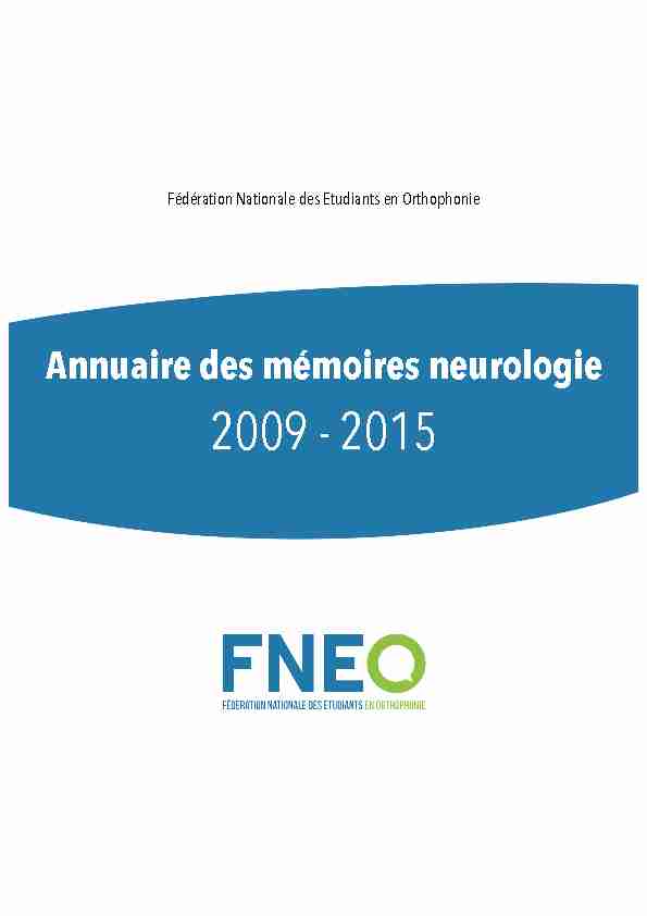 Annuaire des mémoires neurologie