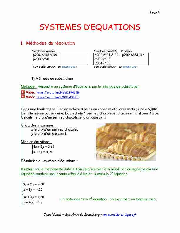 SYSTEMES DEQUATIONS