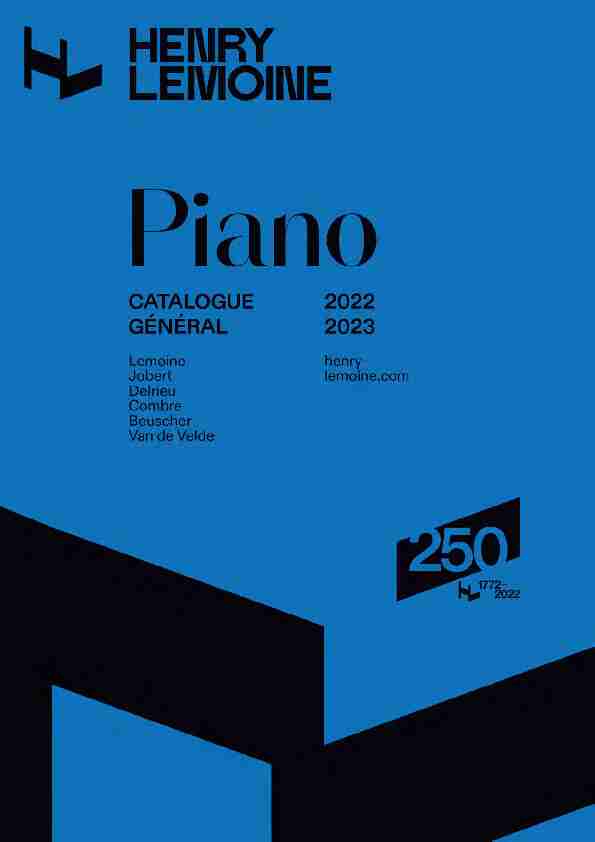 Catalogue pour le piano