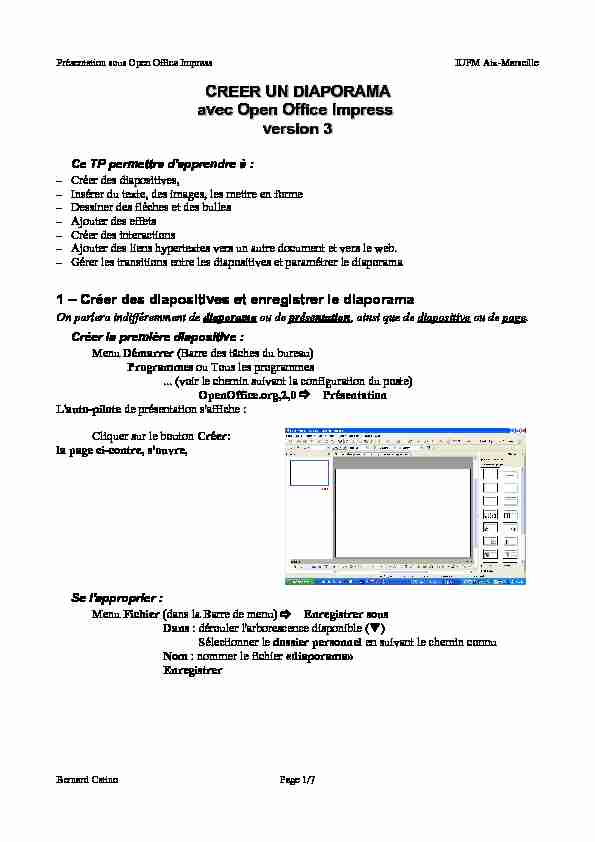 [PDF] CREER UN DIAPORAMA avec Open Office Impress version 3