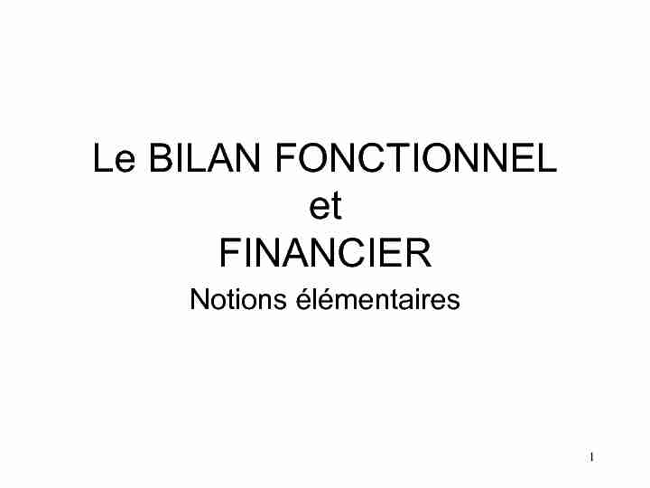 Le BILAN FONCTIONNEL et FINANCIER - mcama