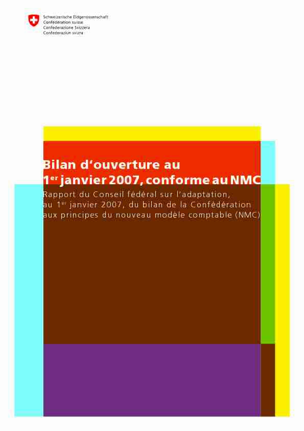 Bilan douverture au 1er janvier 2007 conforme au NMC